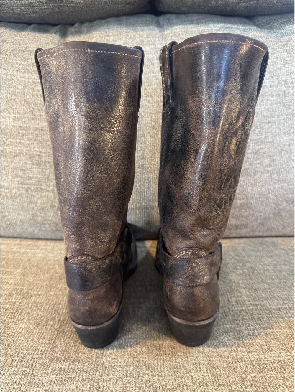 Vintage Frye 77309 Harness 12R Chocolate Leather Boots Made in USA Women's 7.5M - Picture 5 of 9